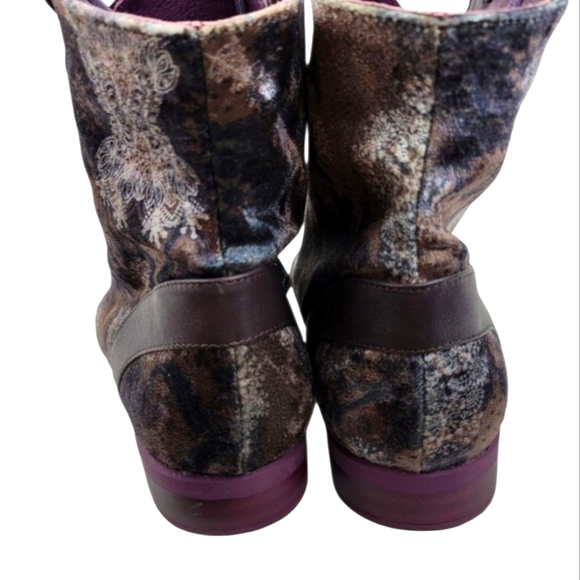 Desigual Artsy Ciruela Punk Pop Art Lace-Up Ankle Booties - Picture 3 of 9